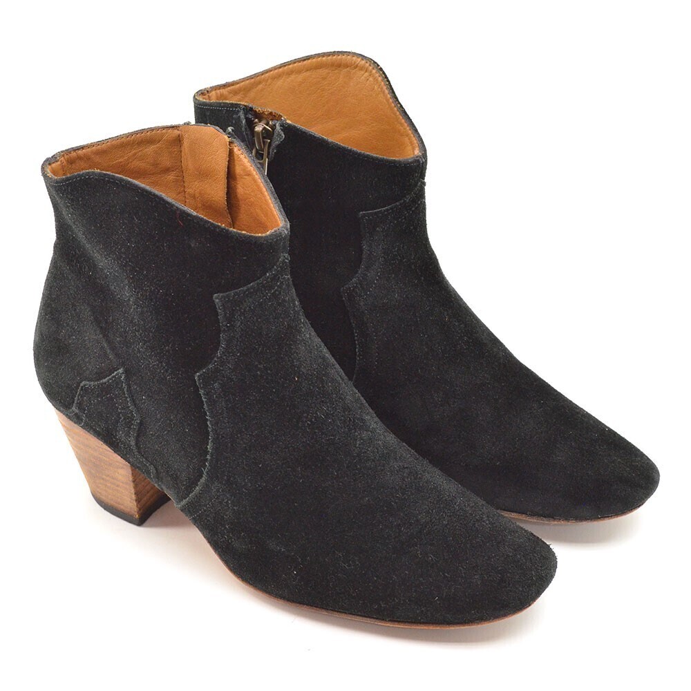 Isabel Marant Dicker Black Suede Zip Boot 38 France